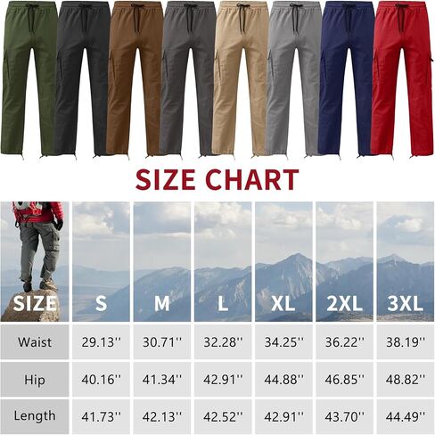 Men's Cargo Pants Cotton Drawstring Joggers Sweatpants Relaxed Fit Athletic Pants Casual with Adjustable Bottom Hems in Saudi Arabia
