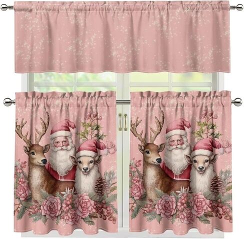 Fall Maple Kitchen Curtains Tiers and Valances Set, Thanksgiving Rod Pocket Valance Short Window Treatment Decor Curtains, 3 Pieces Set in Kuwait