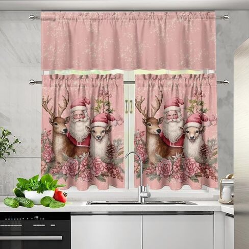 Fall Maple Kitchen Curtains Tiers and Valances Set, Thanksgiving Rod Pocket Valance Short Window Treatment Decor Curtains, 3 Pieces Set in Kuwait