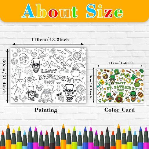 43.3 x 31.5 Inch Happy Father's Day Coloring Paper Tablecloth Poster for Kids - Disposable Giant DIY Color-in Banner for Classroom Children's Activity - Fun Gifts, Father's Day Party Favors in Saudi Arabia