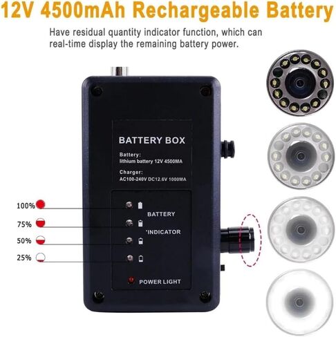 بطارية كاميرا الصرف الصحي 12 فولت 4500 مللي أمبير في الساعة، ملحق بديل لمنظار الصرف الصحي لـ 9600 SP09 WP90، بطارية قابلة لإعادة الشحن لكاميرا فحص الأنابيب (رأس الكاميرا 17/23 مم) in Kuwait