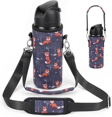 Premium Neoprene Portable Water Bottle Carrier Bag with Adjustable Shoulder Strap and Hand Strap for Owala 24 OZ 32 OZ Tumbler or Any Other Tumbler (Fox) in Saudi Arabia