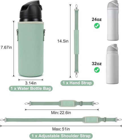 Premium Neoprene Portable Water Bottle Carrier Bag with Adjustable Shoulder Strap and Hand Strap for Owala 24 OZ 32 OZ Tumbler or Any Other Tumbler (Fox) in Saudi Arabia