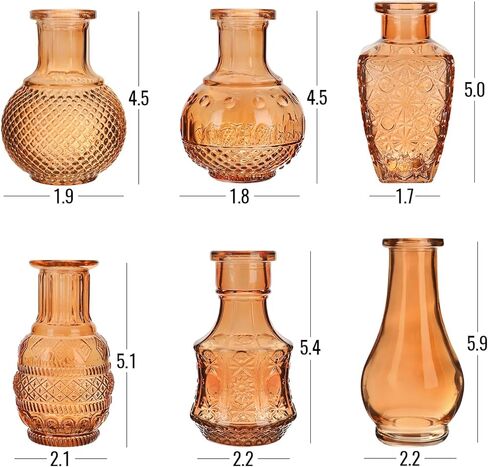 مجموعة STARSIDE مكونة من 6 مزهريات زجاجية ملونة للقطع المركزية، ومزهريات برعم العنبر بكميات كبيرة، ومزهريات زهور عتيقة ملونة صغيرة لتزيين طاولة الزفاف المنزلية in Kuwait