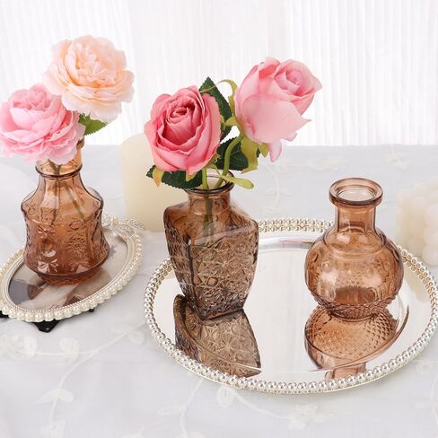 مجموعة STARSIDE مكونة من 6 مزهريات زجاجية ملونة للقطع المركزية، ومزهريات برعم العنبر بكميات كبيرة، ومزهريات زهور عتيقة ملونة صغيرة لتزيين طاولة الزفاف المنزلية in Kuwait