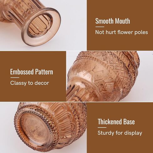 مجموعة STARSIDE مكونة من 6 مزهريات زجاجية ملونة للقطع المركزية، ومزهريات برعم العنبر بكميات كبيرة، ومزهريات زهور عتيقة ملونة صغيرة لتزيين طاولة الزفاف المنزلية in Kuwait