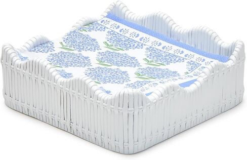 Two's Company Scalloped Edge Basket Weave Pattern Cocktail Napkin Holder - Resin, 54602 in Saudi Arabia