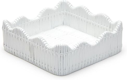 Two's Company Scalloped Edge Basket Weave Pattern Cocktail Napkin Holder - Resin, 54602 in Saudi Arabia