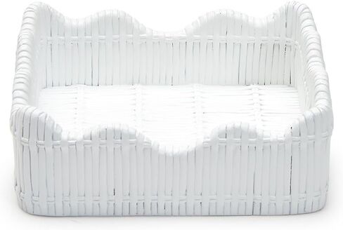 Two's Company Scalloped Edge Basket Weave Pattern Cocktail Napkin Holder - Resin, 54602 in Saudi Arabia
