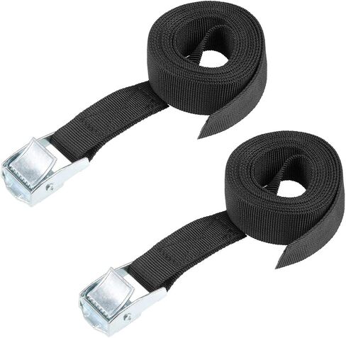 حزام uxcell Tie Down Strap Cam Buckle Lashing Strap 1 x 20Ft 176lb 80Kg تحميل من مادة البولي بروبيلين لنقل البضائع الآمنة، أسود، عبوة من 2 in Saudi Arabia