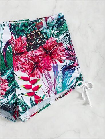 SOLY HUX Tankini Swimsuits for Women Cold Shoulder Ruffle Tops and Floral Print Shorts Bathing Suits Two Piece Swimsuit in Saudi Arabia