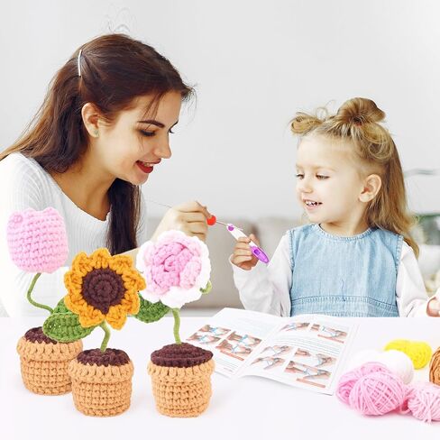 phpanly Crochet Kit for Beginners - Crochet Starter Kit with Step-by-Step Video Tutorials - Learn to Crochet Kits for Adults and Kids - DIY Knitting Supplies - 5-Piece of potted walking plant in Saudi Arabia