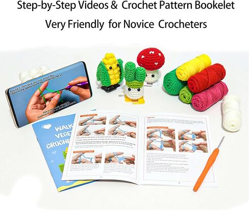 مجموعة phpanly Crochet للمبتدئين - مجموعة أدوات الكروشيه للمبتدئين مع دروس فيديو خطوة بخطوة - تعلم مجموعات الكروشيه للبالغين والأطفال - لوازم الحياكة DIY - 5 قطع من نباتات المشي في وعاء in Kuwait