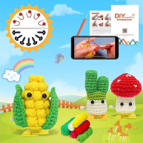 مجموعة phpanly Crochet للمبتدئين - مجموعة أدوات الكروشيه للمبتدئين مع دروس فيديو خطوة بخطوة - تعلم مجموعات الكروشيه للبالغين والأطفال - لوازم الحياكة DIY - 5 قطع من نباتات المشي في وعاء in Kuwait