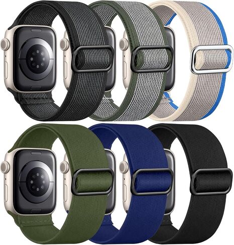 حلقة منفردة رياضية قابلة للتمدد من Maledan متوافقة مع أساور ساعة Apple 44 مم 45 مم 49 مم 42 مم 41 مم 40 مم 38 مم للرجال والنساء، 6 عبوات من الأشرطة المضفرة من النايلون لساعة Apple Ultra 2 SE iWatch Series 9 8 7 6 5 4 3 2 1 in Kuwait