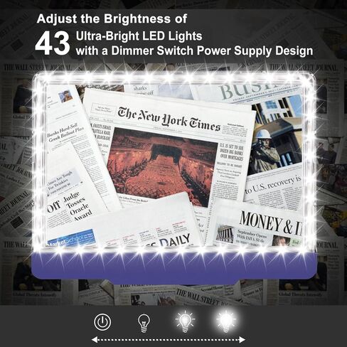 عدسة مكبرة مع ضوء NZQXJXZ، 36 مصباح LED قابل للتعديل، عدسة مكبرة للقراءة، توفر مساحة عرض كاملة للصفحة للعمل عن قرب، والأشخاص ذوي الرؤية المنخفضة وكبار السن in Saudi Arabia