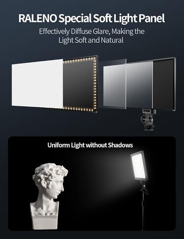 RALENO LED Video Light, Camera Light for Pictures Video Recording with 4000mAh Battery Support Type-C USB Power Supply, CRI>95 3200K-5600K Photo Light for Outdoor Photography Live Streaming Zoom Calls in Saudi Arabia