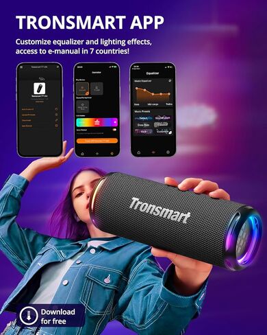 Tronsmart T7 Lite 24W Ultra Portable Bluetooth Speaker, Punchy Bass, 3 Lighting Modes, 24H Playtime, IPX7 Waterproof, Wireless Stereo Pairing, Bluetooth 5.3, for Home Outdoor Travel (Deep Blue) in Kuwait