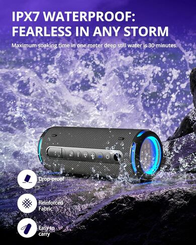 Tronsmart T7 Lite 24W Ultra Portable Bluetooth Speaker, Punchy Bass, 3 Lighting Modes, 24H Playtime, IPX7 Waterproof, Wireless Stereo Pairing, Bluetooth 5.3, for Home Outdoor Travel (Deep Blue) in Kuwait
