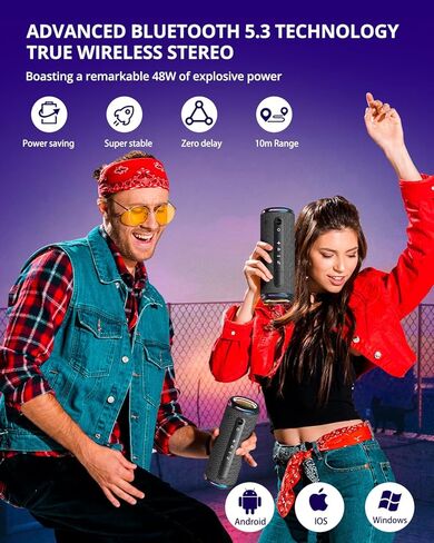 Tronsmart T7 Lite 24W Ultra Portable Bluetooth Speaker, Punchy Bass, 3 Lighting Modes, 24H Playtime, IPX7 Waterproof, Wireless Stereo Pairing, Bluetooth 5.3, for Home Outdoor Travel (Deep Blue) in Kuwait