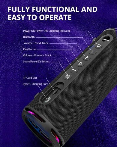 Tronsmart T7 Lite 24W Ultra Portable Bluetooth Speaker, Punchy Bass, 3 Lighting Modes, 24H Playtime, IPX7 Waterproof, Wireless Stereo Pairing, Bluetooth 5.3, for Home Outdoor Travel (Deep Blue) in Kuwait