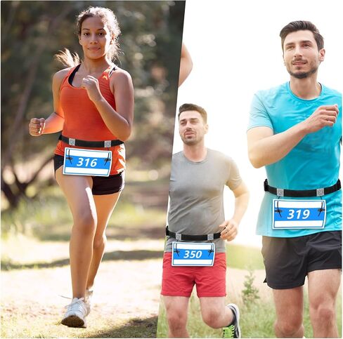 حزام سباق Lusofie Triathlon مع 6 حلقات من الجل حزام رقم قابل للتعديل وحزام الجري وأحزمة الجري للنساء والرجال وركوب الخيل والجري وركوب الدراجات (قطعتان، أسود) in Saudi Arabia