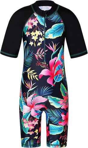 TFJH E Short Sleeve Girls Bathing Suits 1pcs Swimsuits UPF 50+ Rash Guard Suits Beachwear 8-10y Daisy Navy 10A in Kuwait