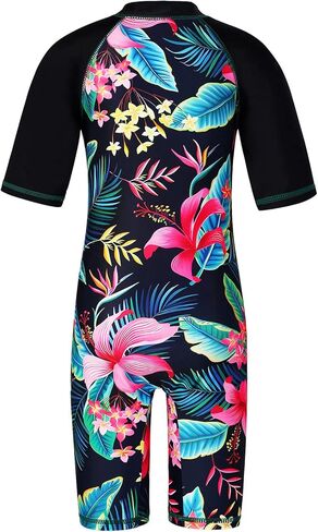 TFJH E Short Sleeve Girls Bathing Suits 1pcs Swimsuits UPF 50+ Rash Guard Suits Beachwear 8-10y Daisy Navy 10A in Kuwait