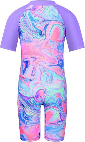 TFJH E Short Sleeve Girls Bathing Suits 1pcs Swimsuits UPF 50+ Rash Guard Suits Beachwear 8-10y Daisy Navy 10A in Saudi Arabia