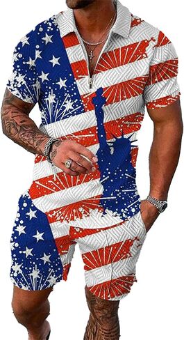 Men’s Short Sets Outfits 2 Piece Summer Tracksuit Short Sleeve Polo Shirt Shorts Set Casual Sport Suit in Saudi Arabia