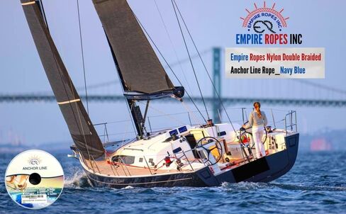 Upgrade Your Marine, Boat with Our Premium Nylon Anchor Line Rope - Double Braided, 1/2"x100’, Navy Blue with Reflective Tracer and 316 Stainless Steel Thimble, Perfect for Boat Applications in Saudi Arabia