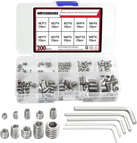 WMYCONGCONG 200 قطعة M3/M4/M5/M6/M8 الفولاذ المقاوم للصدأ عرافة ألين رئيس المقبس مجموعة المسمار مجموعة متنوعة عرافة اليرقة مجموعة مسامير البراغي الداخلية عرافة محرك كأس مسامير نقطة مع 5 الشدات عرافة in Saudi Arabia