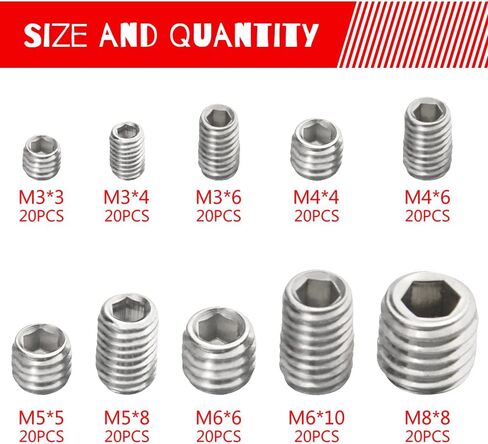 WMYCONGCONG 200 قطعة M3/M4/M5/M6/M8 الفولاذ المقاوم للصدأ عرافة ألين رئيس المقبس مجموعة المسمار مجموعة متنوعة عرافة اليرقة مجموعة مسامير البراغي الداخلية عرافة محرك كأس مسامير نقطة مع 5 الشدات عرافة in Saudi Arabia