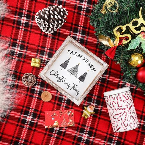 Vintage Christmas Decor, Farm Fresh Christmas Trees Block Sign for Shelf, Mantel, Farmhouse Christmas Decoration, Embossed Metal With Wood Frame in Saudi Arabia