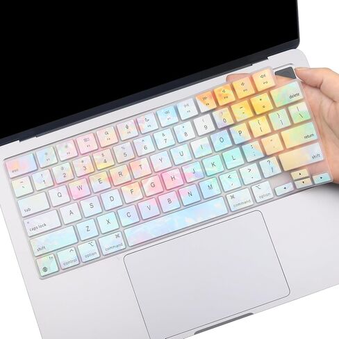 غطاء لوحة المفاتيح لـ 2024-2023 Apple MacBook Pro 14" 16" M3 M2 M1 Pro/Max A2442 A2779 A2918 A2992 A2485 A2780 A2991، MacBook Air 13.6" 15.3" M3 M2 2024 ملحقات حماية الجلد بتصميم أمريكي - ملون in Saudi Arabia