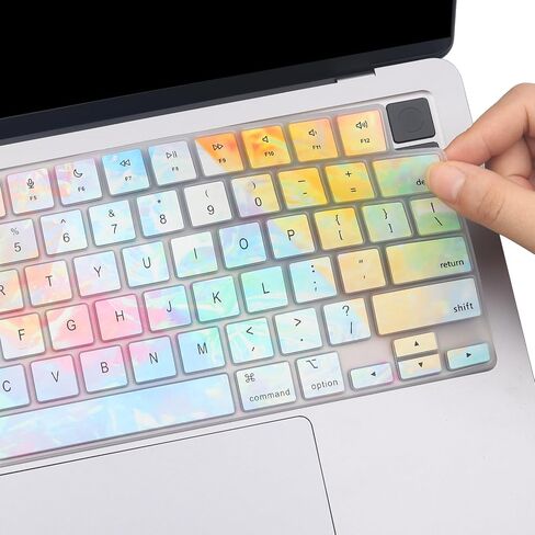 غطاء لوحة المفاتيح لـ 2024-2023 Apple MacBook Pro 14" 16" M3 M2 M1 Pro/Max A2442 A2779 A2918 A2992 A2485 A2780 A2991، MacBook Air 13.6" 15.3" M3 M2 2024 ملحقات حماية الجلد بتصميم أمريكي - ملون in Saudi Arabia