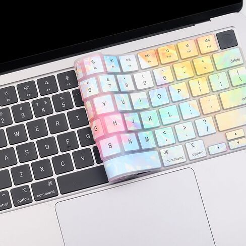 غطاء لوحة المفاتيح لـ 2024-2023 Apple MacBook Pro 14" 16" M3 M2 M1 Pro/Max A2442 A2779 A2918 A2992 A2485 A2780 A2991، MacBook Air 13.6" 15.3" M3 M2 2024 ملحقات حماية الجلد بتصميم أمريكي - ملون in Saudi Arabia