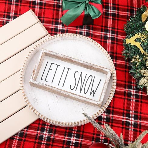 Vintage Christmas Decor, Farm Fresh Christmas Trees Block Sign for Shelf, Mantel, Farmhouse Christmas Decoration, Embossed Metal With Wood Frame in Kuwait