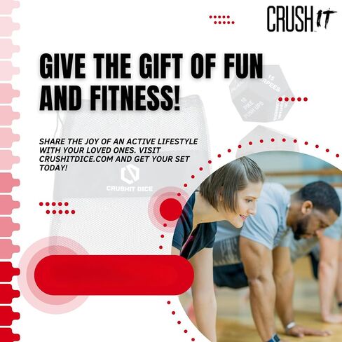 نرد تمرين CrushIT للتمرينات - نرد تمرين ذو 12 جانبًا للياقة البدنية المنزلية، WOD، Cardio، HIIT - نرد لياقة بدنية متعدد الاستخدامات للبالغين ونرد تمرين للمراهقين - نرد تمرين ممتع ومحمول - 3 عبوات in Saudi Arabia