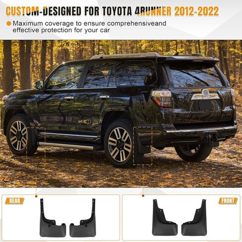 أغطية الطين متوافقة مع Toyota 4Runner 2019-2024، مصدات أمامية خلفية (بدون تأثيرات أرضية/حاجز متوهج)، واقي الطين لجانب السائق والراكب، ملحقات خارجية بدون واقي من الرذاذ المثقاب، 4 قطع in Kuwait