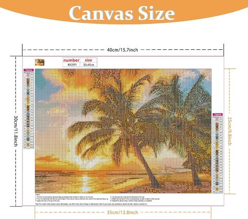 Lxmsja Beach Ocean Diamond Art Painting Kits for Adults, 5D DIY Full Drill Round Gems Arts and Crafts, Diamond Art Sunset for Gifts Leisure Wall Decoration 12X16inch in Saudi Arabia