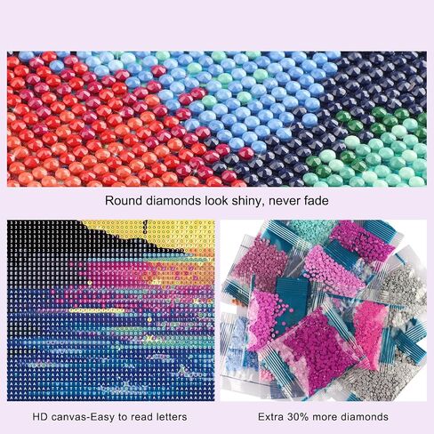 Lxmsja Beach Ocean Diamond Art Painting Kits for Adults, 5D DIY Full Drill Round Gems Arts and Crafts, Diamond Art Sunset for Gifts Leisure Wall Decoration 12X16inch in Saudi Arabia