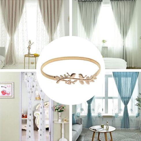 ستائر زنبركية، قطعتان من ستائر من سبائك الزنك، ستائر ذات طراز حديث، أشرطة ستائر من حبل سلكي مطاطي عالي المرونة (ورقة ذهبية وطيور) in Kuwait