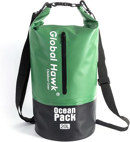 Waterproof Dry Bags: 10L, 20L Sizes - Ideal for Kayaking, Fishing, Rafting, and More! Adjustable Strap for Ultimate Convenience. Stay Dry While Adventuring (Green, 20L) in Saudi Arabia