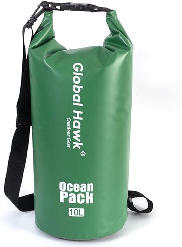 Waterproof Dry Bags: 10L, 20L Sizes - Ideal for Kayaking, Fishing, Rafting, and More! Adjustable Strap for Ultimate Convenience. Stay Dry While Adventuring (Green, 20L) in Saudi Arabia