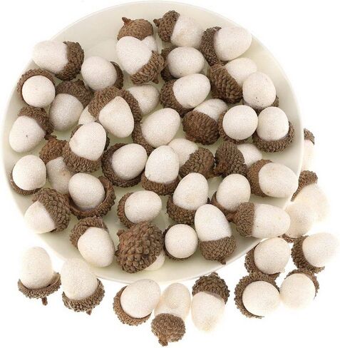 Gresorth 50pcs High Grade Artificial White Acorn Decoration Fake Acorns for Home Wedding Decor Vase Filler DIY Table Crafting Material in Saudi Arabia