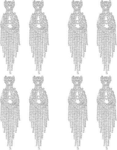 Rhinestone Dangle Earrings for Women Girls,S925 Silver Gold Sparkly Dangle Tassel Statement Earrings, Long Chandelier Earrings, Lightweight Ear Studs Cubic Zirconia Crystal Statement Bridal Wedding in Saudi Arabia