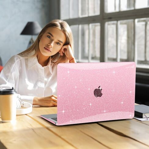 B BELK Compatible with MacBook Air 13 inch Case 2022 to 2018 Released A2337 M1 A2179 A1932 with Touch ID, Sparkly Plastic Hard Shell Cover + 2 Keyboard Covers + Screen Protector, Glitter Hot Pink in Saudi Arabia