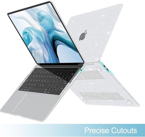 B BELK متوافق مع حافظة MacBook Air 13 بوصة إصدار 2022 إلى 2018 A2337 M1 A2179 A1932 مع معرف اللمس، غطاء صلب من البلاستيك اللامع + 2 غطاء لوحة مفاتيح + واقي شاشة، وردي فاقع لامع in Kuwait