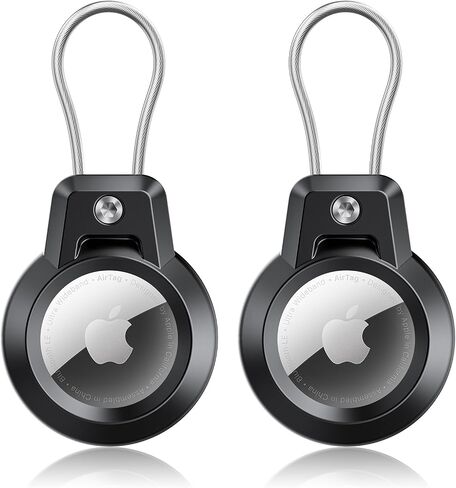 حامل AirTag، 4 عبوات من حامل سلسلة المفاتيح AirTag مع كابل سلكي - قوي وواقي بزاوية 360 درجة حامل Apple AirTag للأمتعة وحقيبة الظهر والمفاتيح والحيوانات الأليفة وحقيبة AirTag وملحقات AirTag للسفر in Saudi Arabia